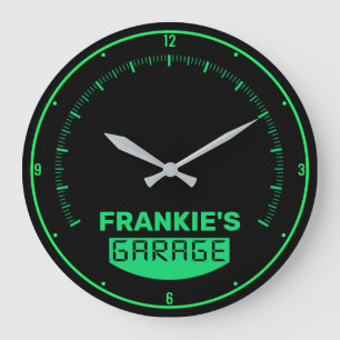 Personalisiert NAME Racing Auto Speedometer Garage Große Wanduhr