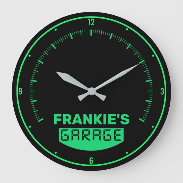 Personalisiert NAME Racing Auto Speedometer Garage Große Wanduhr (Vorderseite)