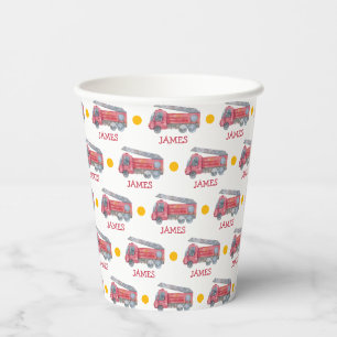 Personalisiert Name Red Fire LKW Party Pappbecher