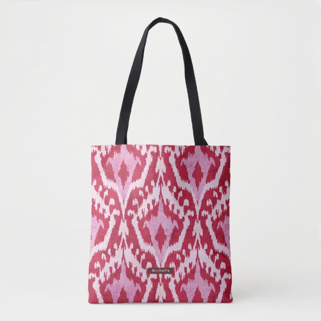 Personalisiert Name Red Ikat Pattern Bridesmaid (Vorderseite)