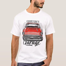Personalisiert NAME Retro Red Classic Autogarage