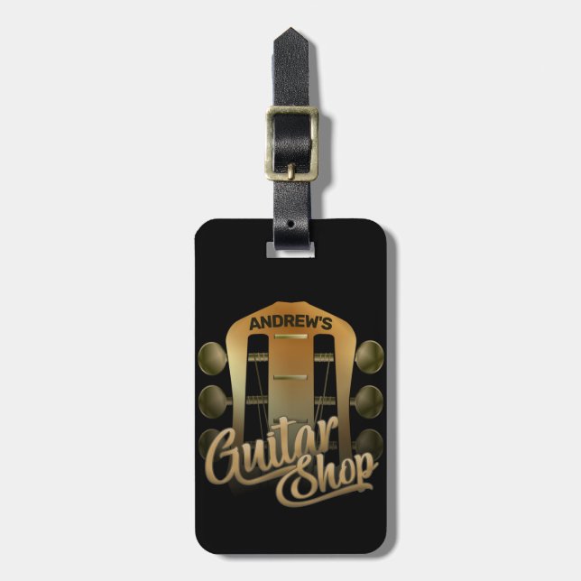 Personalisiert NAME Rock Music Gitarre Shop Musike Gepäckanhänger (Vorderseite vertikal)