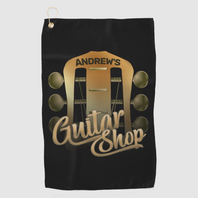Personalisiert NAME Rock Music Gitarre Shop Musike Golfhandtuch (Vorderseite)
