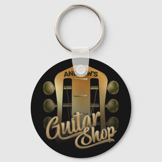 Personalisiert NAME Rock Music Gitarre Shop Musike Schlüsselanhänger (Vorderseite)