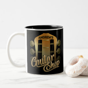Personalisiert NAME Rock Music Gitarre Shop Musike Zweifarbige Tasse