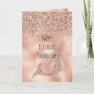 Personalisiert Name Rose Gold Glitzer Mermaid Karte