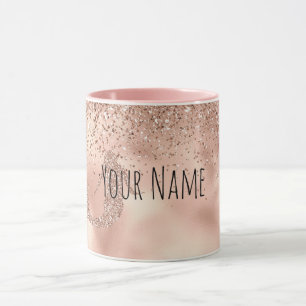 Personalisiert Name Rose Gold Glitzer Mermaid Tasse
