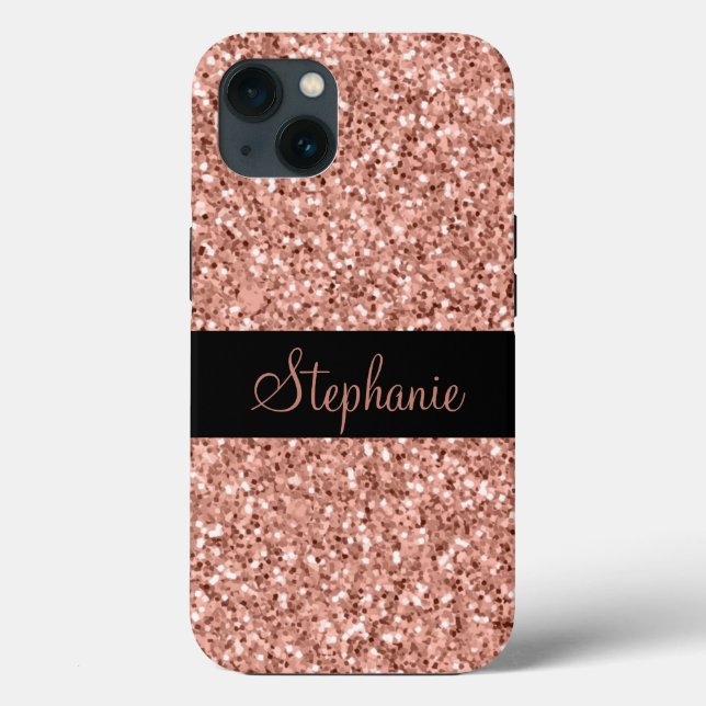 Personalisiert Name Rose Gold Glitzer Sparkone Case-Mate iPhone Hülle (Rückseite)
