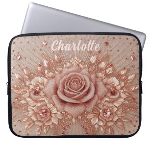 Personalisiert Name Rose Gold Sparkle Glam Bling Laptopschutzhülle