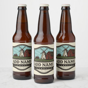 Personalisiert NAME Rustikales Bauernhaus Alte Win Bierflaschenetikett