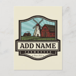 Personalisiert NAME Rustikales Bauernhaus Alte Win Postkarte