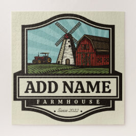 Personalisiert NAME Rustikales Bauernhaus Alte Win Puzzle