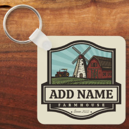 Personalisiert NAME Rustikales Bauernhaus Alte Win Schlüsselanhänger