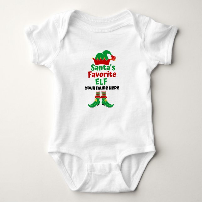 Personalisiert Name Santa's Lieblings-Elf-T - Shir Baby Strampler (Vorderseite)