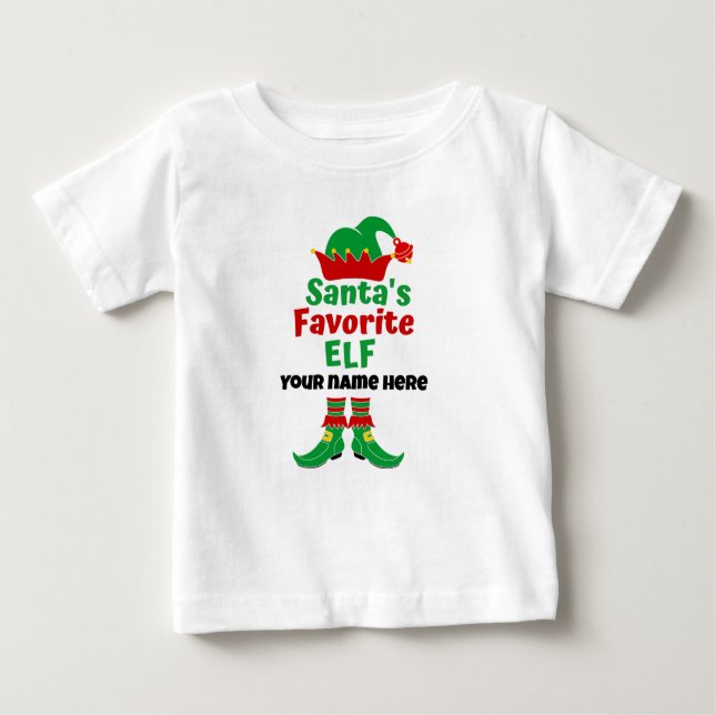 Personalisiert Name Santa's Lieblings-Elf-T - Shir Baby T-shirt (Vorderseite)