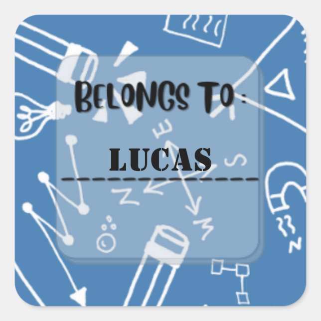 Personalisiert Name School Label Aufkleber Platz (Vorderseite)