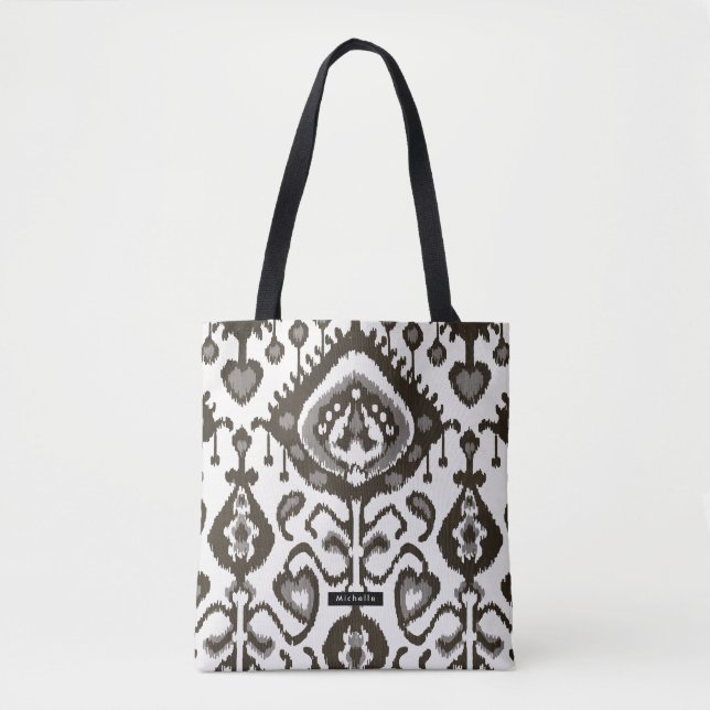 Personalisiert Name schwarz Ikat Pattern Bridesmai (Vorderseite)