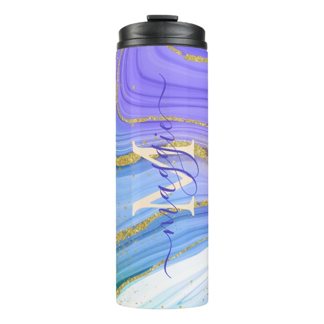 Personalisiert-Name-Script-Monogramm Thermosbecher (Vorderseite)