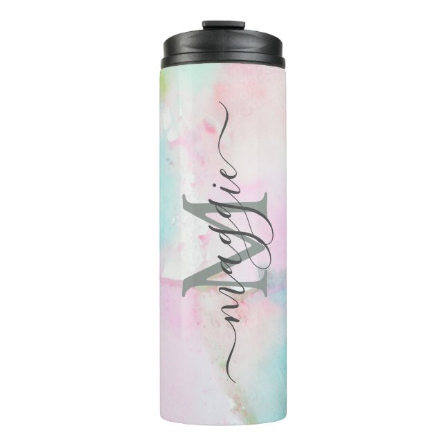 Personalisiert-Name-Script-Monogramm Thermosbecher (Vorderseite)