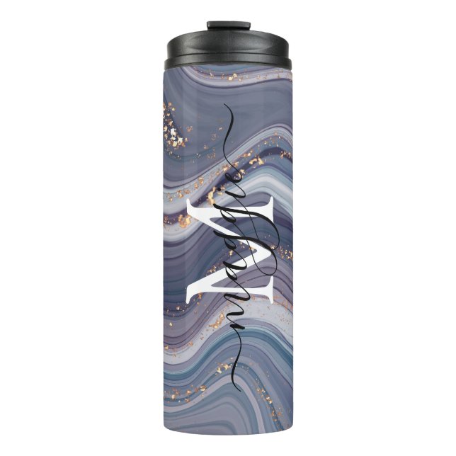 Personalisiert-Name-Script-Monogramm Thermosbecher (Vorderseite)