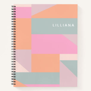 Personalisiert Name Soft Pastel Geometric Modern Notizbuch