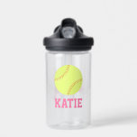 Personalisiert Name Softball Jersey Trinkflasche<br><div class="desc">Personalisiertes Kindersportdesign.</div>