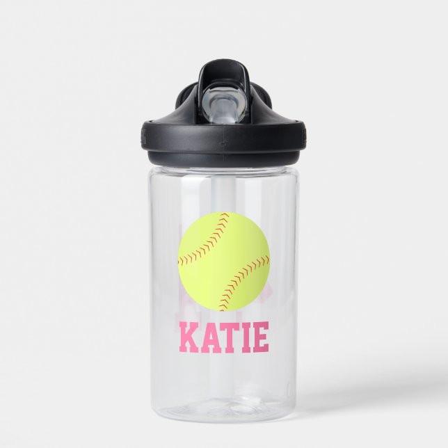 Personalisiert Name Softball Jersey Trinkflasche (Vorne)