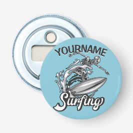 Personalisiert NAME Surfer Big Wave Skeleton Surfe Flaschenöffner