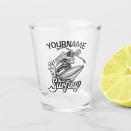 Personalisiert NAME Surfer Big Wave Skeleton Surfe Schnapsglas