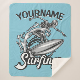 Personalisiert NAME Surfer Big Wave Skeleton Surfe Sherpadecke