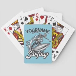 Personalisiert NAME Surfer Big Wave Skeleton Surfe Spielkarten