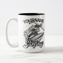 Personalisiert NAME Surfer Big Wave Skeleton Surfe