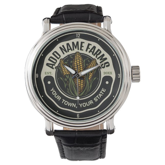 Personalisiert NAME Sweet Corn Garden Farm Bauer Armbanduhr (Vorderseite)