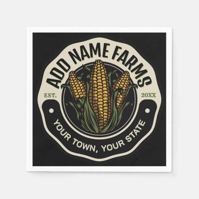 Personalisiert NAME Sweet Corn Garden Farm Bauer Serviette (Vorderseite)