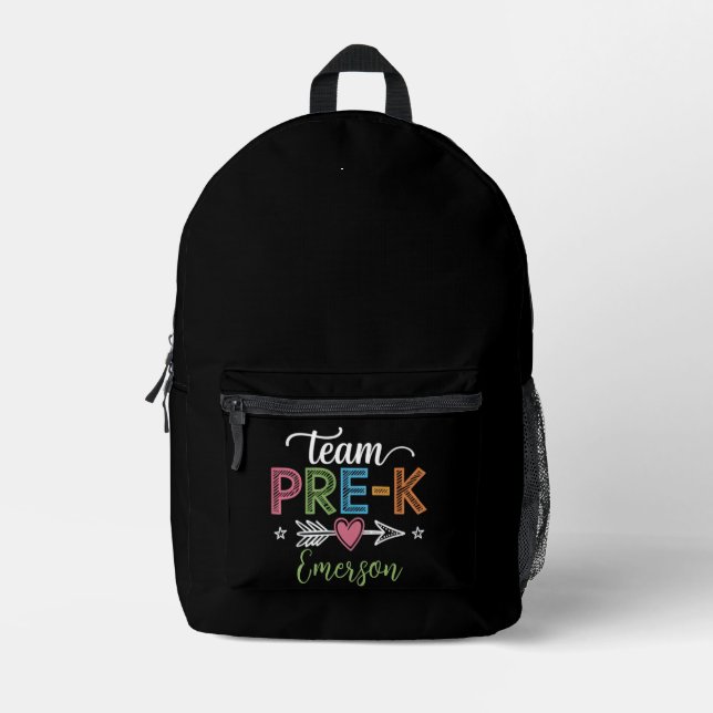Personalisiert Name Team Pre-K Pre-School Lehrer Bedruckter Rucksack (Vorderseite)