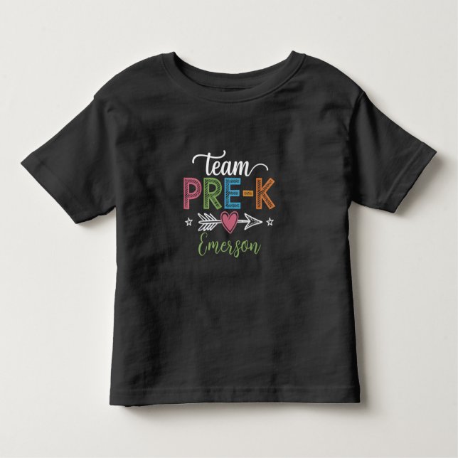 Personalisiert Name Team Pre-K Pre-School Lehrer Kleinkind T-shirt (Vorderseite)