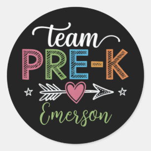 Personalisiert Name Team Pre-K Pre-School Lehrer Runder Aufkleber