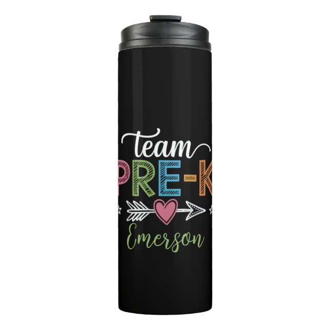 Personalisiert Name Team Pre-K Pre-School Lehrer Thermosbecher (Vorderseite)