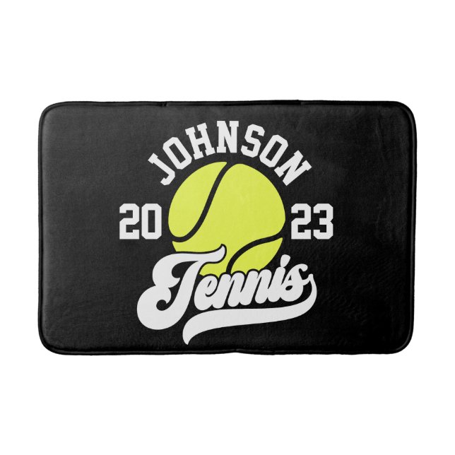 Personalisiert NAME Tennis Racket Ball Court Badematte (Vorderseite)