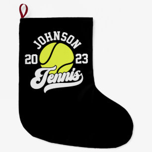 Personalisiert NAME Tennis Racket Ball Court Großer Weihnachtsstrumpf