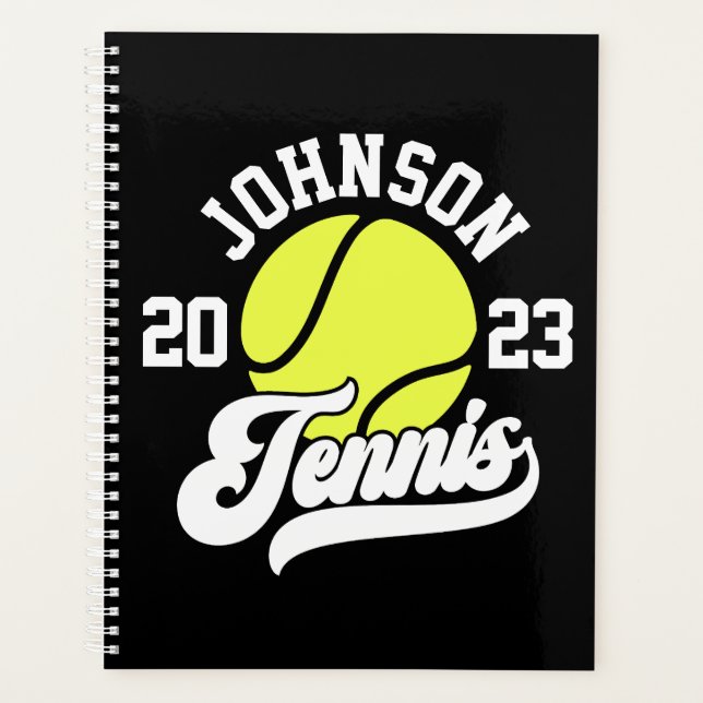 Personalisiert NAME Tennis Racket Ball Court Planer (Vorderseite)