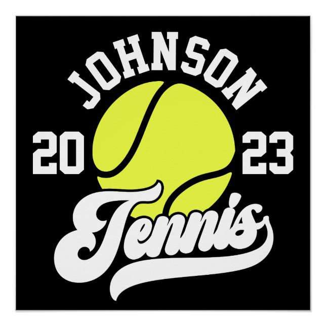 Personalisiert NAME Tennis Racket Ball Court Poster (Vorderseite)