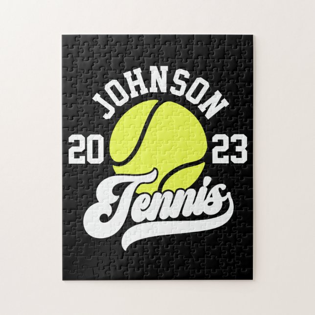 Personalisiert NAME Tennis Racket Ball Court Puzzle (Vertikal)