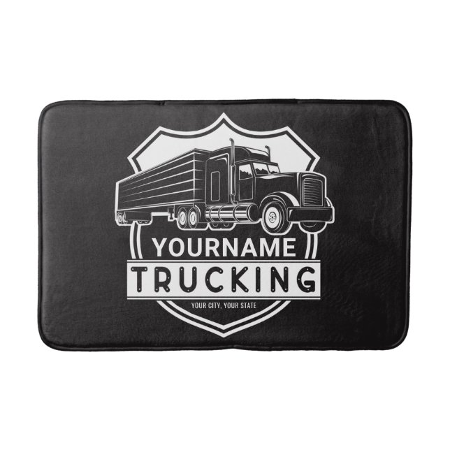 Personalisiert NAME Trucking Big Rig Semi Trucker Badematte (Vorderseite)