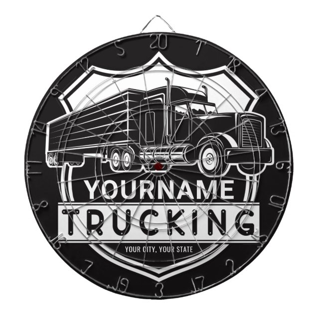 Personalisiert NAME Trucking Big Rig Semi Trucker Dartscheibe (vorne)