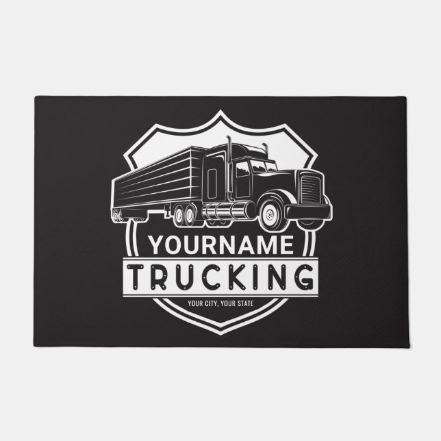 Personalisiert NAME Trucking Big Rig Semi Trucker Fußmatte (Vorderseite)