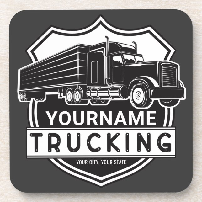 Personalisiert NAME Trucking Big Rig Semi Trucker Getränkeuntersetzer (Vorderseite)