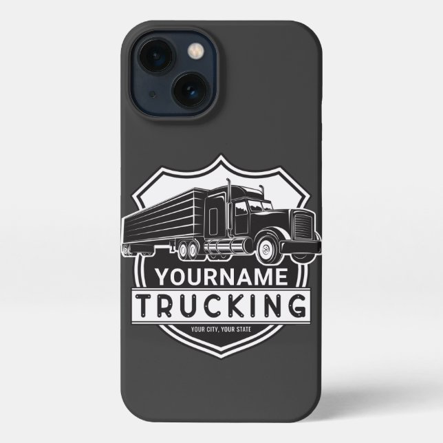Personalisiert NAME Trucking Big Rig Semi Trucker iPhone Hülle (Rückseite)