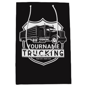 Personalisiert NAME Trucking Big Rig Semi Trucker Mittlere Geschenktüte