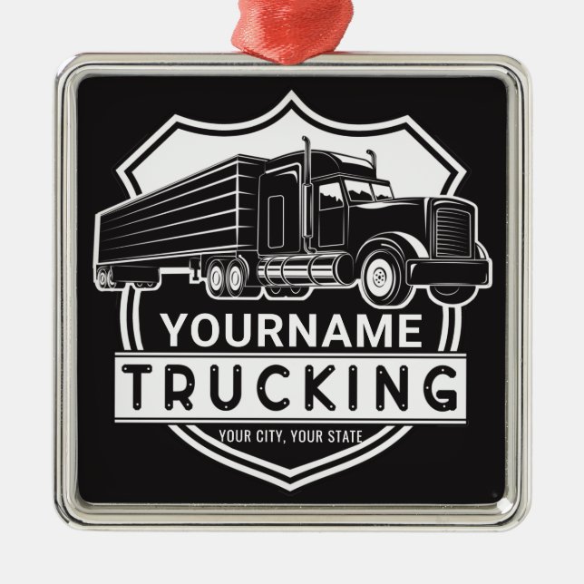 Personalisiert NAME Trucking Big Rig Semi Trucker Ornament Aus Metall (Vorne)